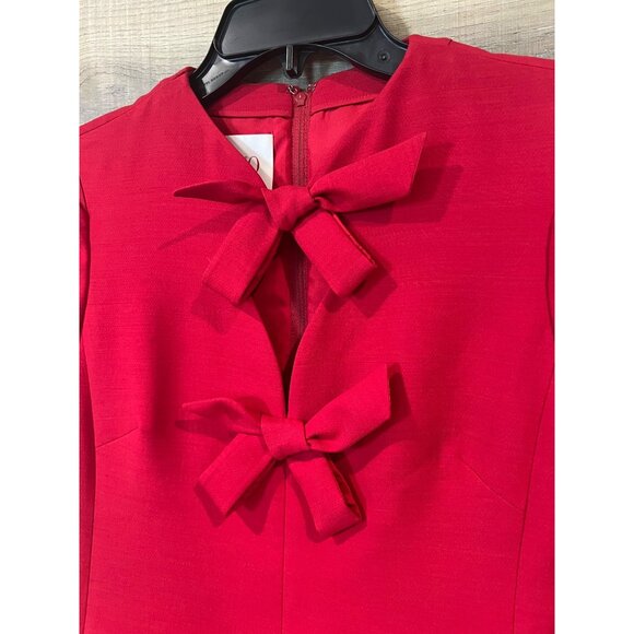 Valentino Garavani V-Logo Pockets Bow red Crepe Mini Dress size IT 36/ US 0 - Picture 6 of 14